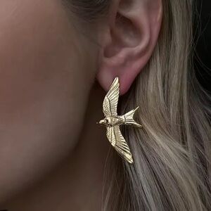 Swallow 18K Gold Stainless Steel Bird Earrings
